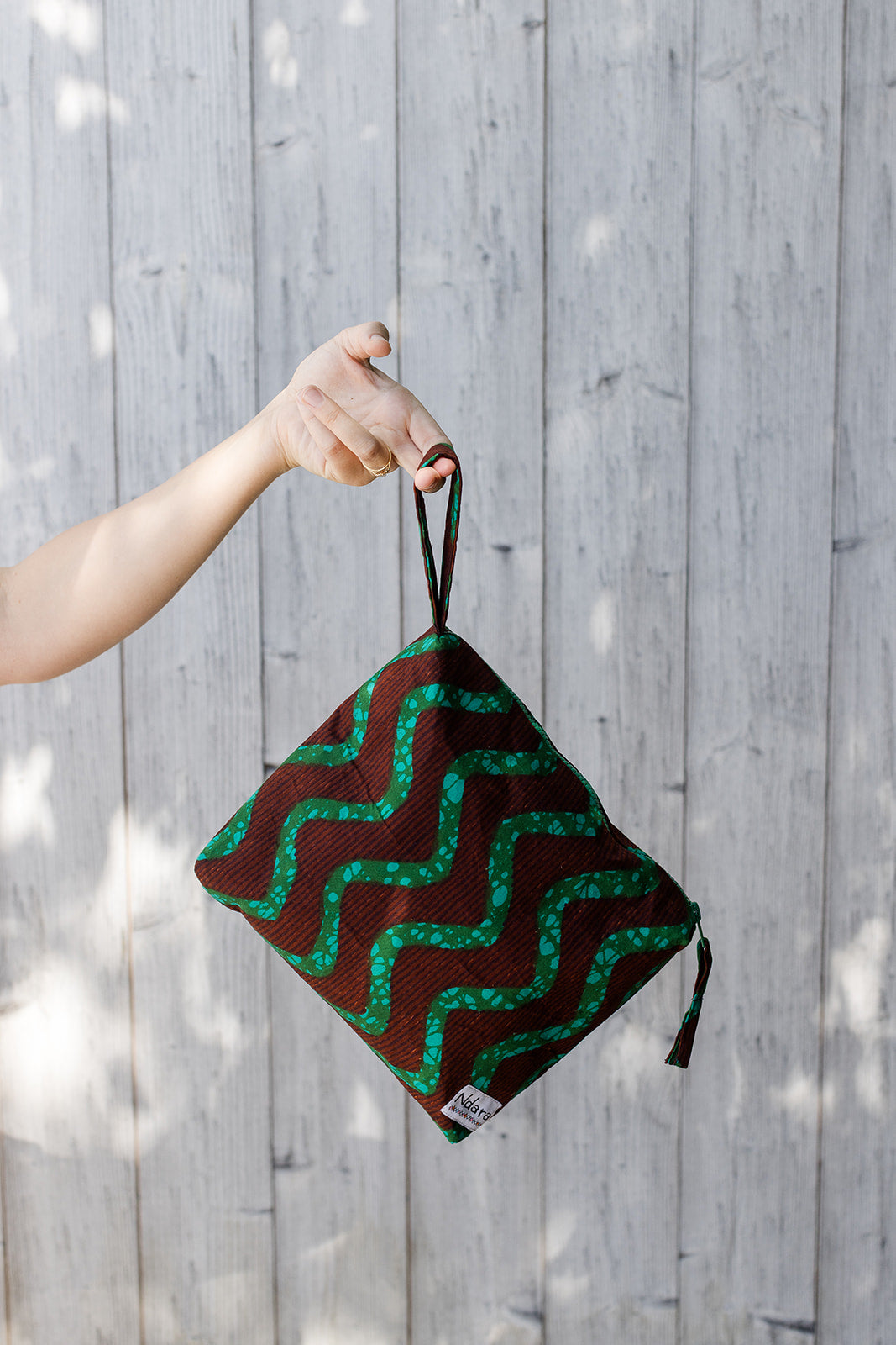 Garnella Zip Pouch in Green Stripes