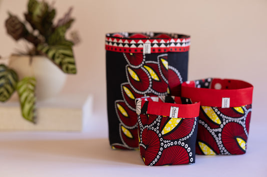 Red feather foldable baskets