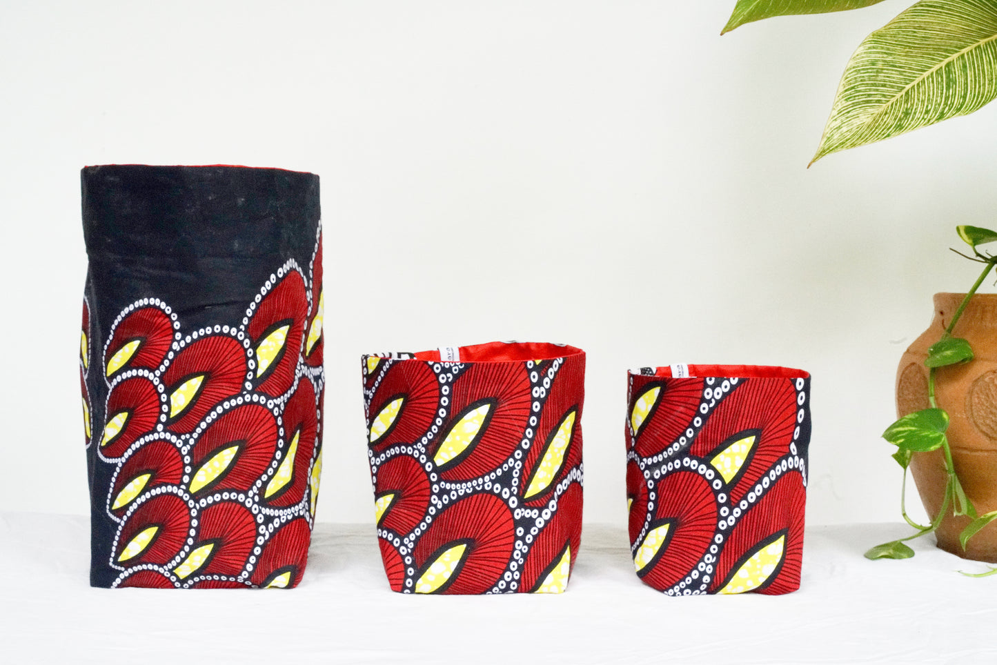 Red feather foldable baskets