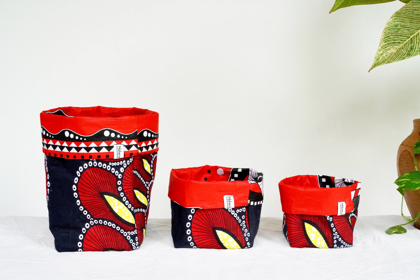Red feather foldable baskets