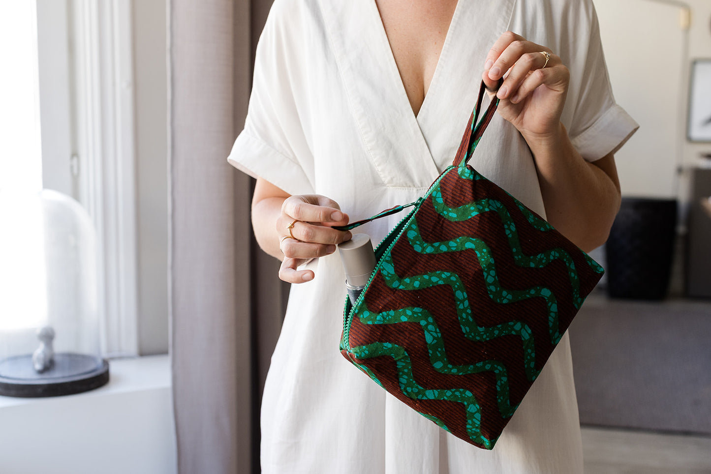 Garnella Zip Pouch in Green Stripes