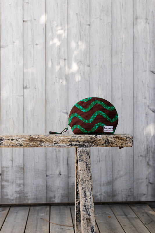 Jocelyne Curve Pouch in Green Stripes