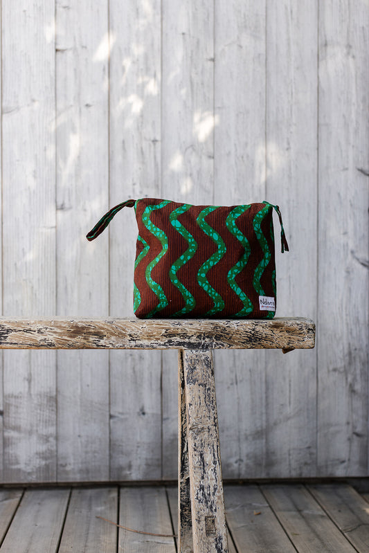 Garnella Zip Pouch in Green Stripes