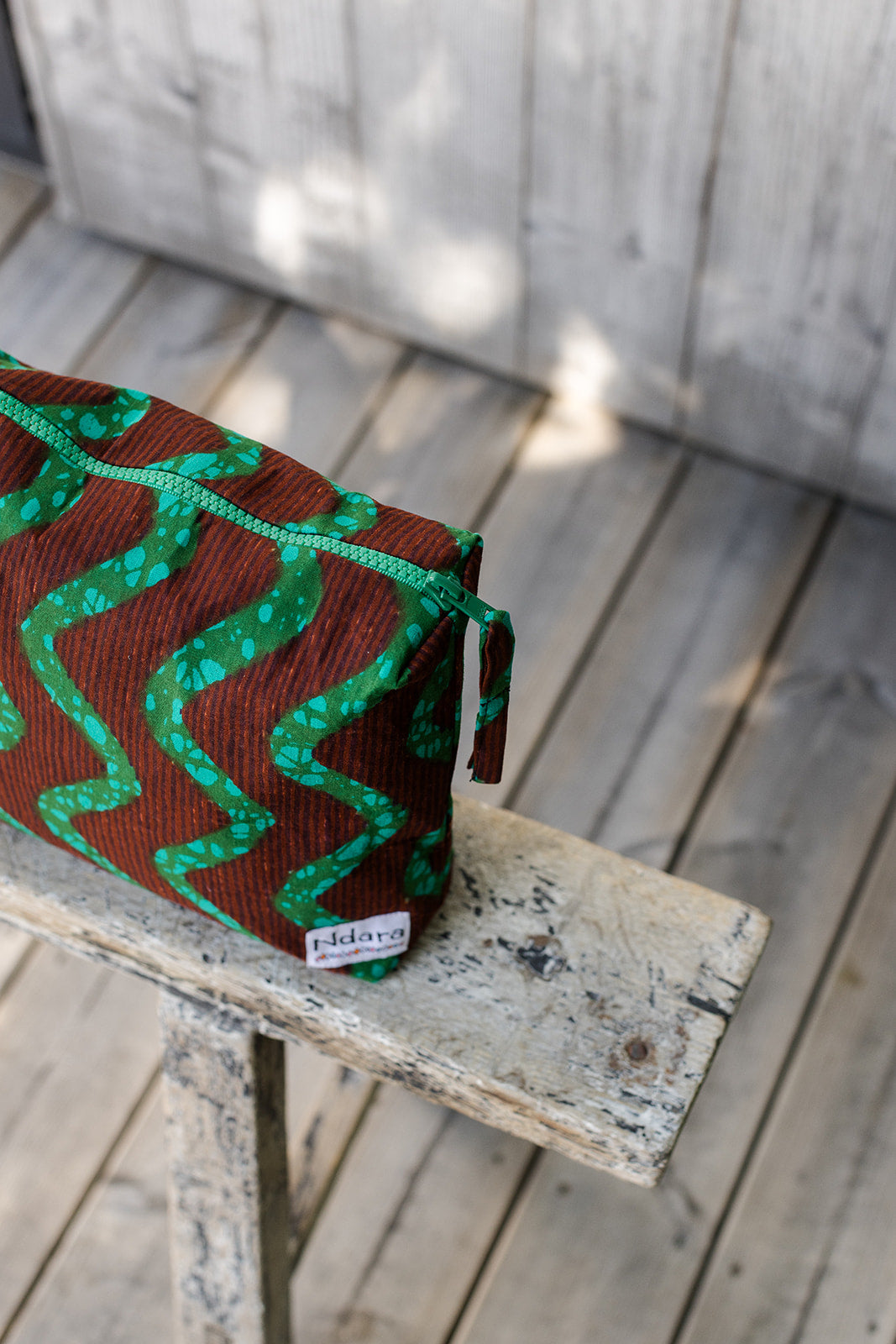 Garnella Zip Pouch in Green Stripes