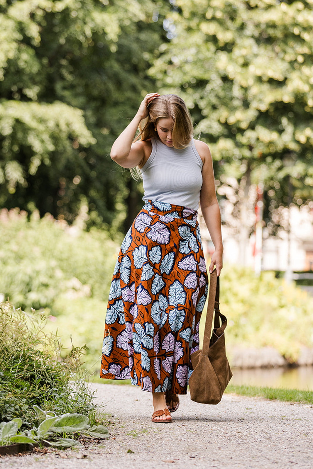 The Garnella Wrap Skirt in Coral
